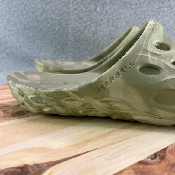 Merrell Sandals Men\'s Hydro Slide Beige Green Open Toe Slip-On Sz 11